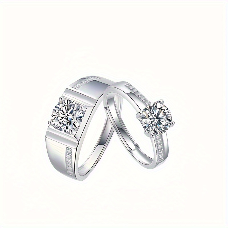 Couple's 925 Silver 1-Carat Moissanite Engagement Rings